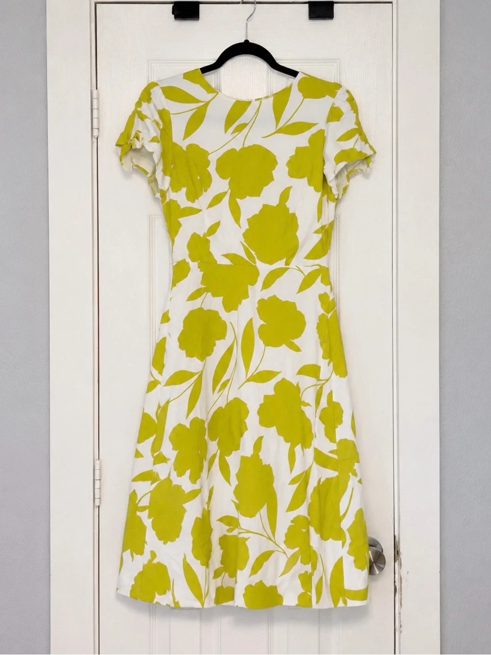 Ann Taylor White Midi Dress with Lime Floral Print - Picture 2 of 3